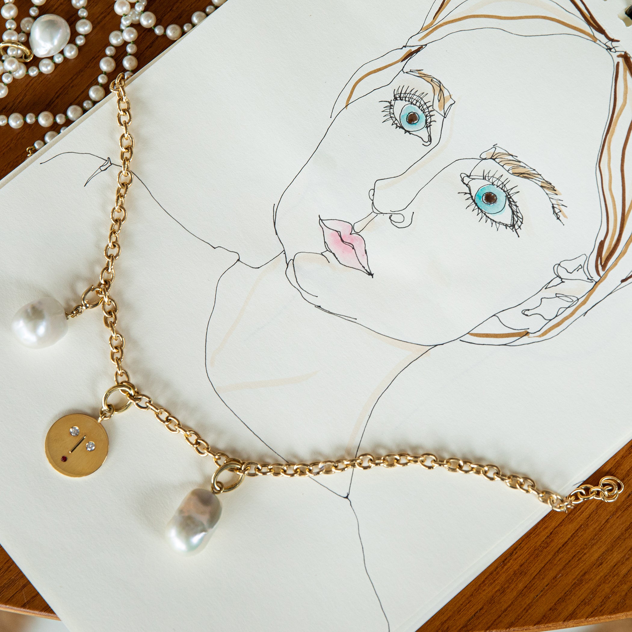 Baroque Pearl Gold Charm Pendant