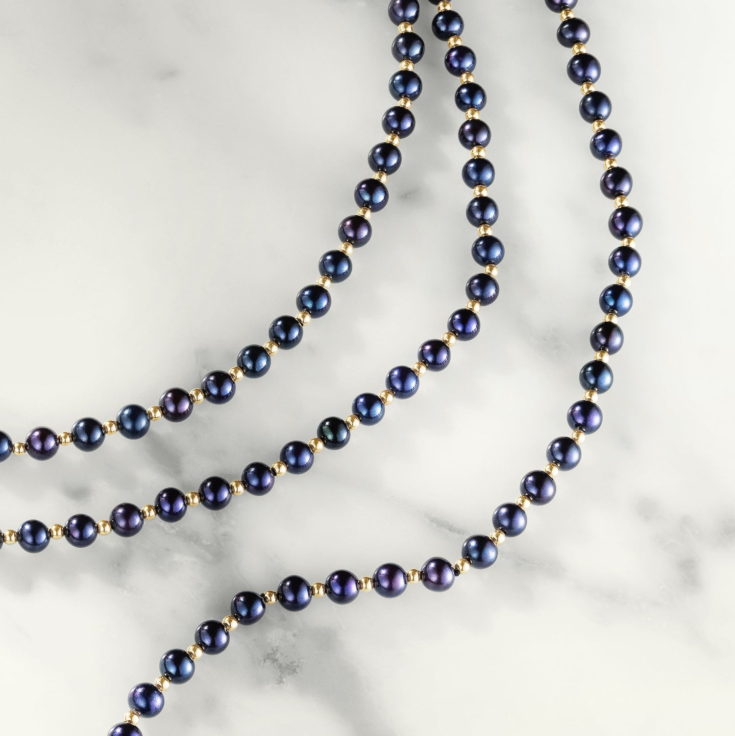 Black Pearl & Gold Bead Necklace