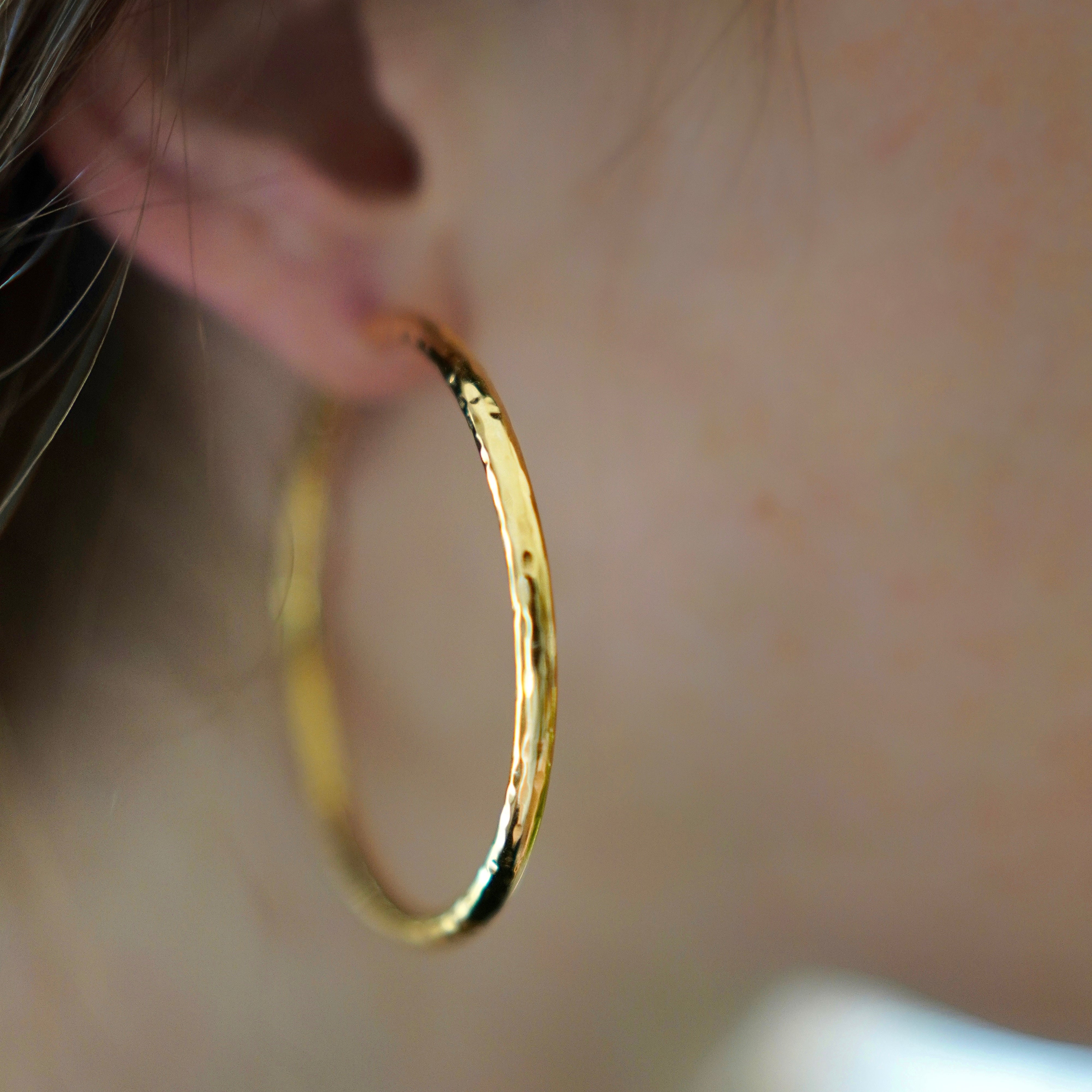 Gold Hammered Hoop Earrings