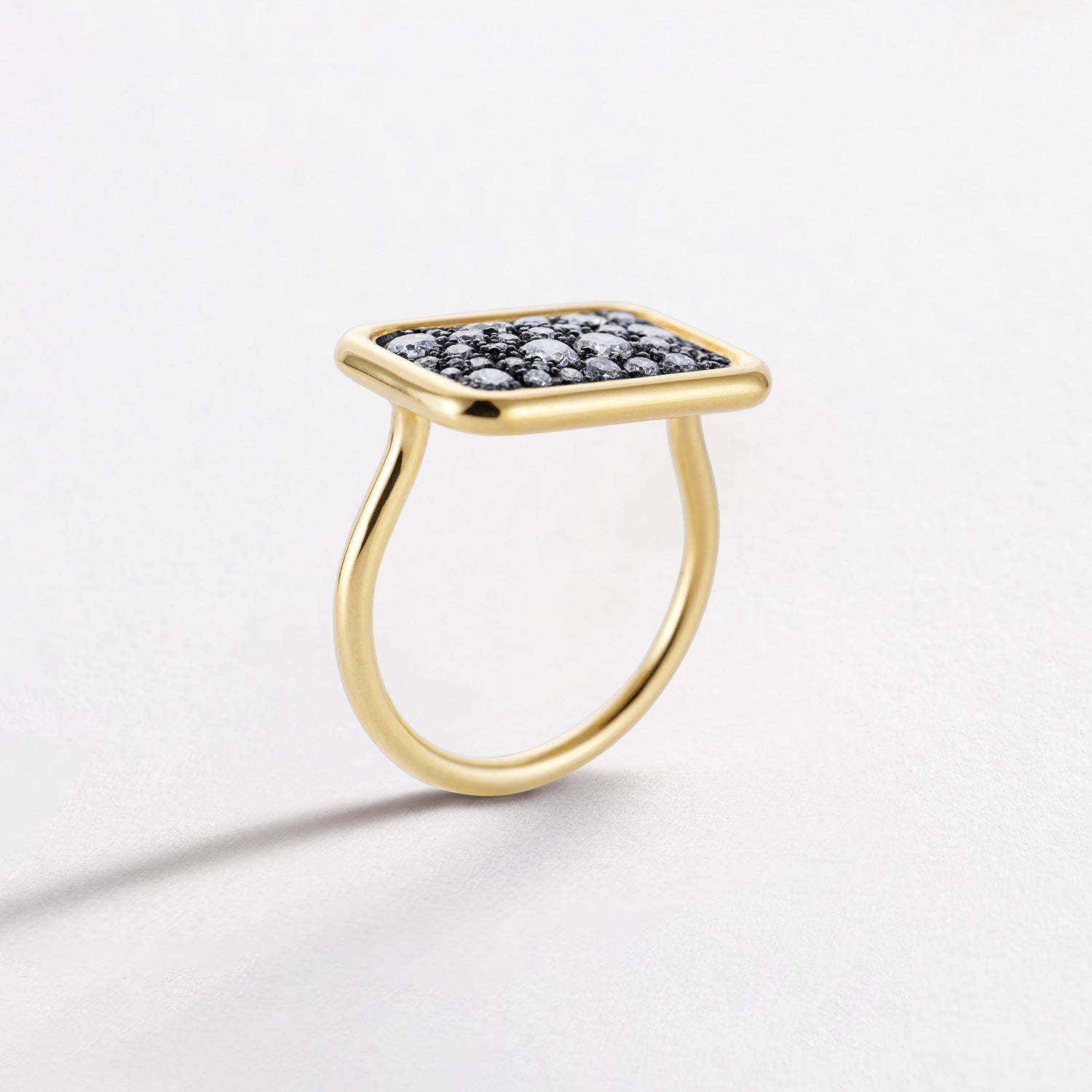 Mosaic Diamond Tablet Ring, Black Rhodium Set