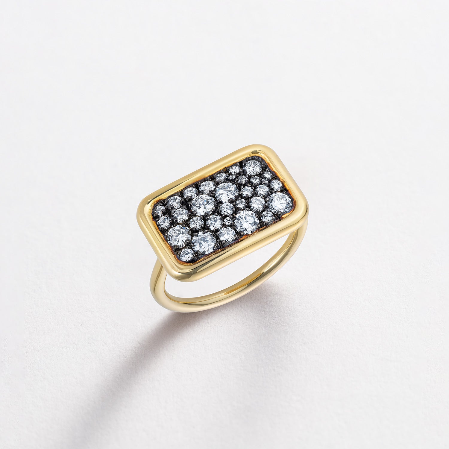 Mosaic Diamond Tablet Ring, Black Rhodium Set