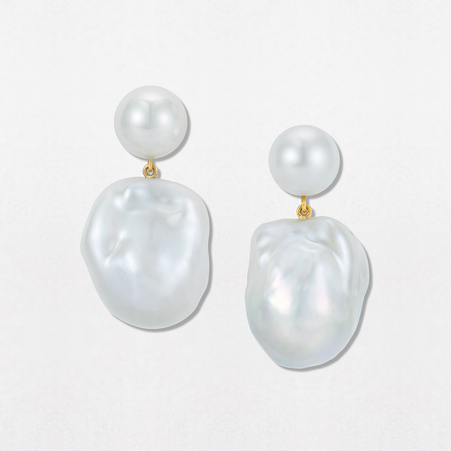 Gold Baroque Pearl Drop Earrings