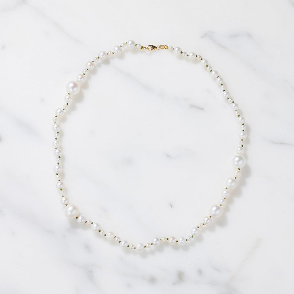 Pearl Pebble & Gold 17 Inch Necklace, no.1
