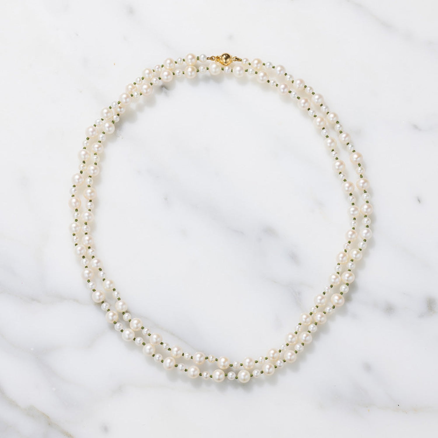 Pearl Pebble & Gold 32 Inch Necklace
