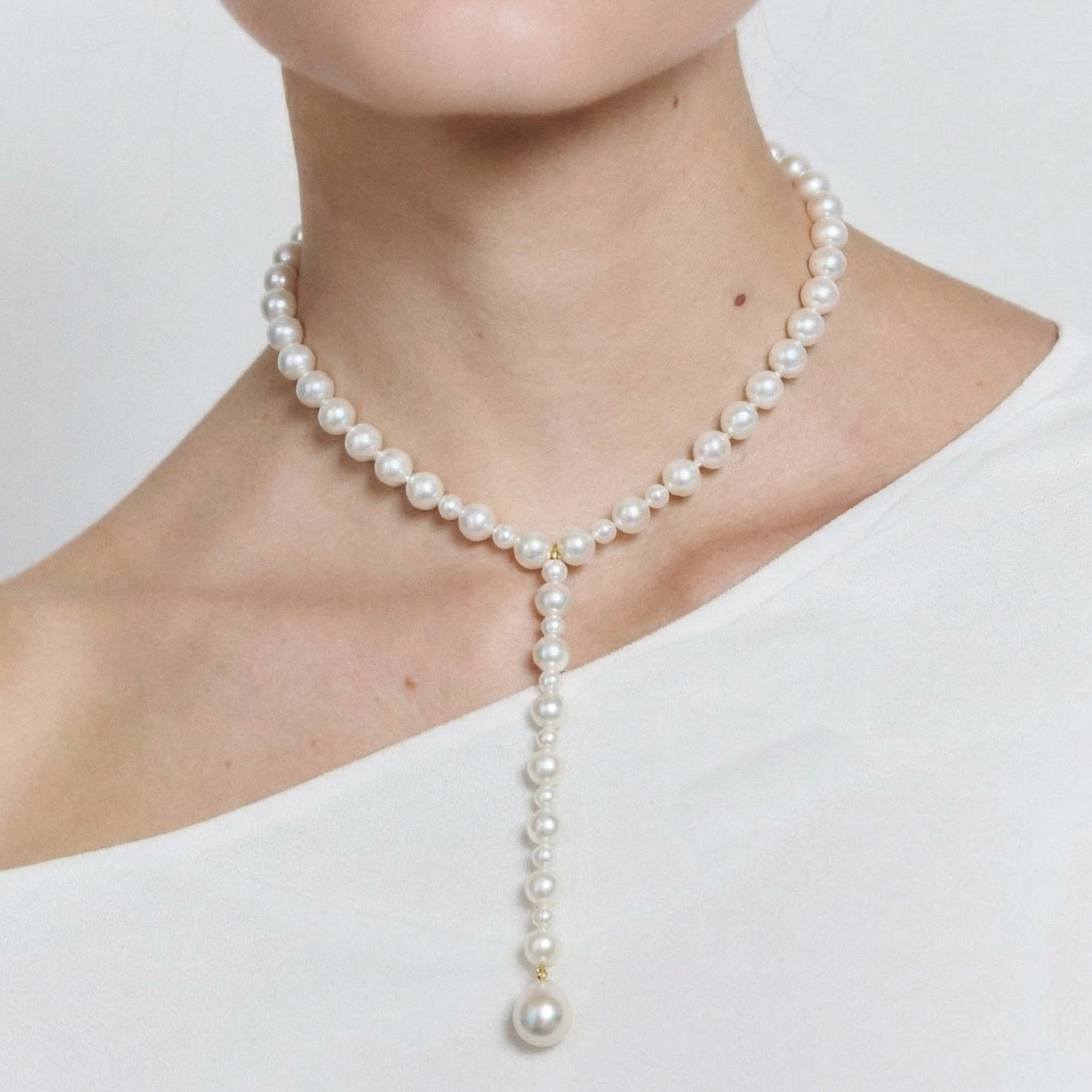 Pearl Pebble Drop Necklace