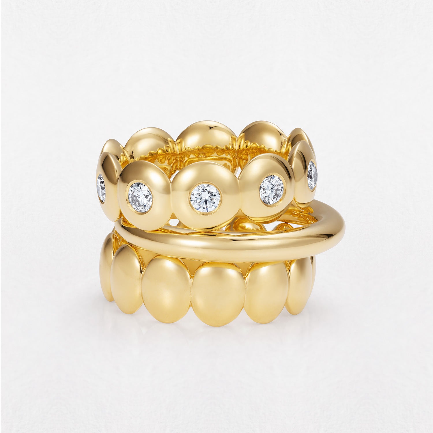 Handcrafted 18K yellow gold Wedding Band featuring a bold and polished gold profile by Isabella Roux.