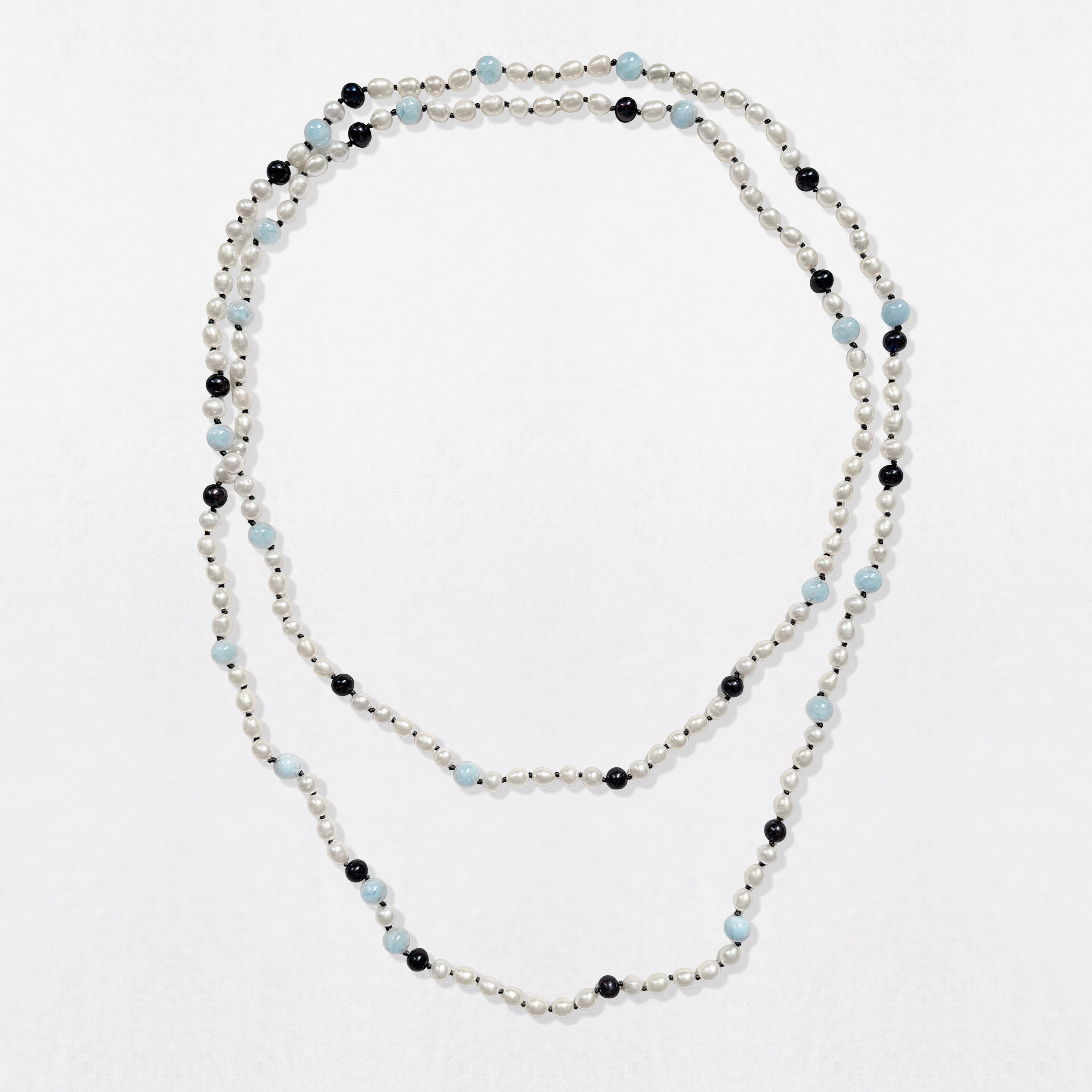 White & Black Pearl Bead Necklace