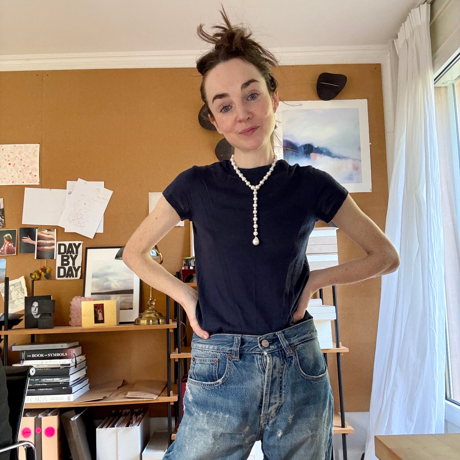 Pearl Pebble Drop Necklace