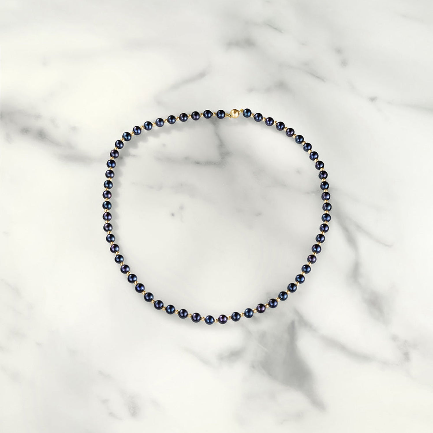 Black Pearl & Gold Bead Necklace
