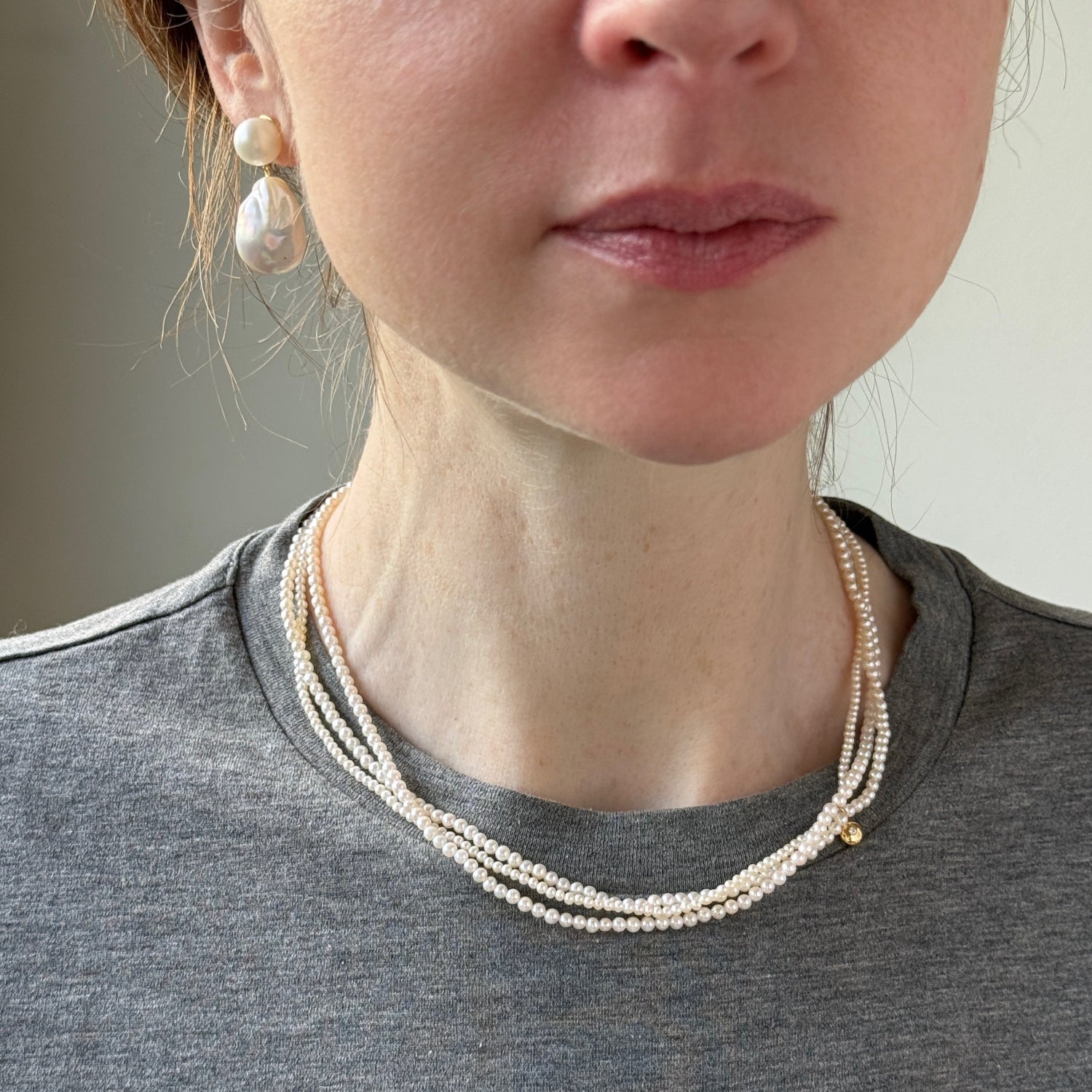 Seed Pearl & Gold 15 Inch Necklace