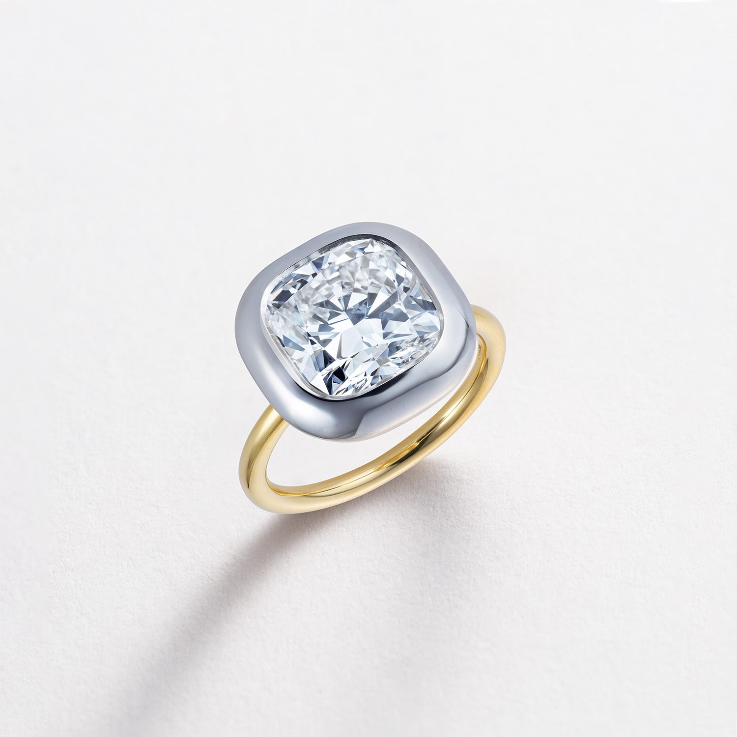 Diamond Cushion Cup Ring 4.01ct