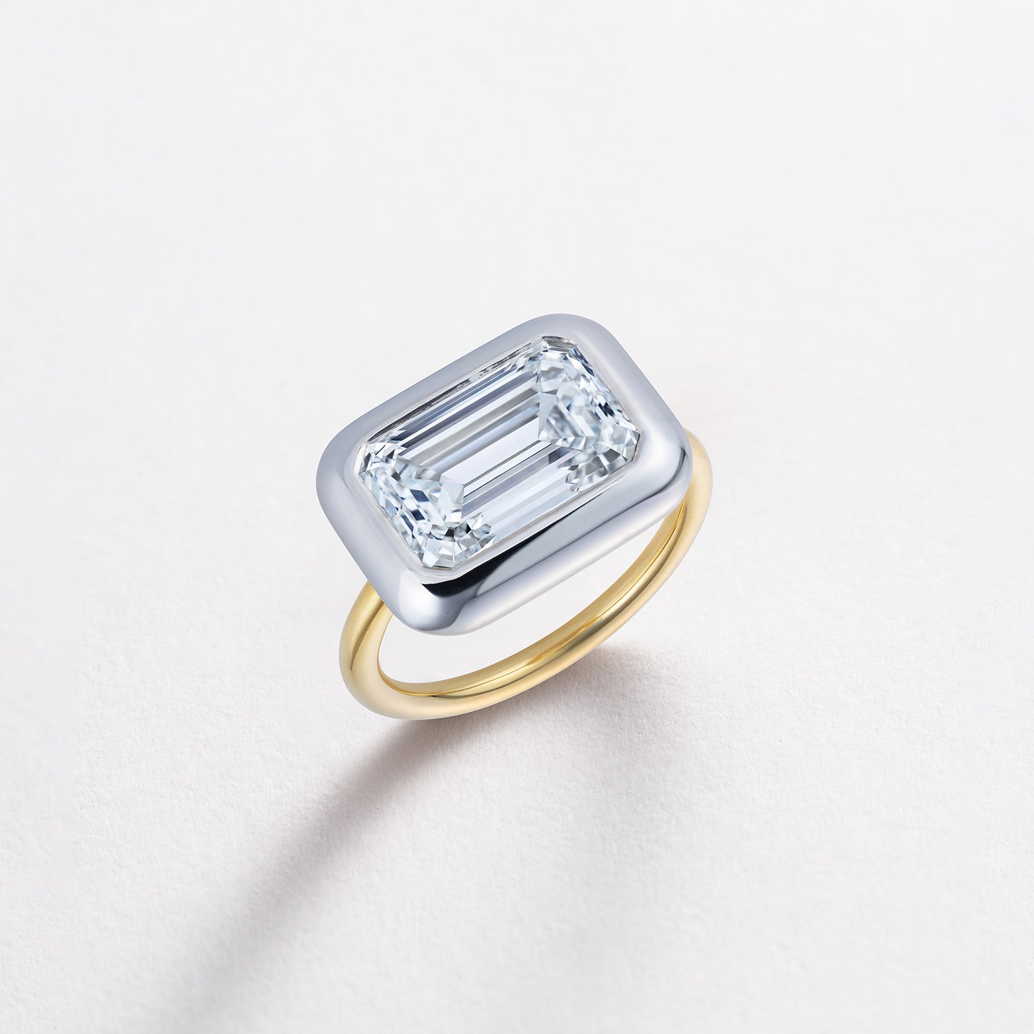 Emerald Cut Diamond Cup Ring