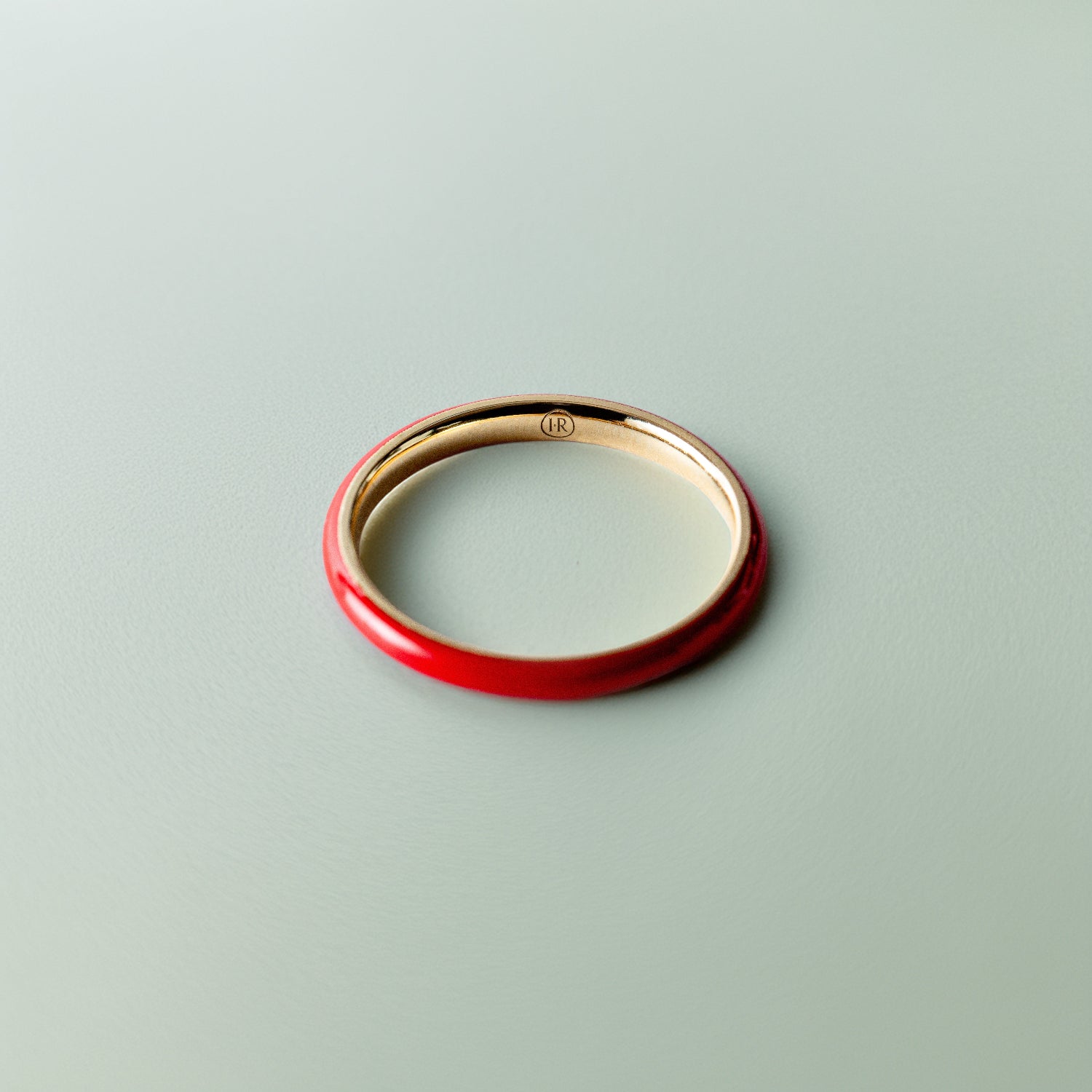 Bespoke 18K yellow gold Energy Gold Band featuring a unique coloured enamel finish and solid gold profile by Isabella Roux.