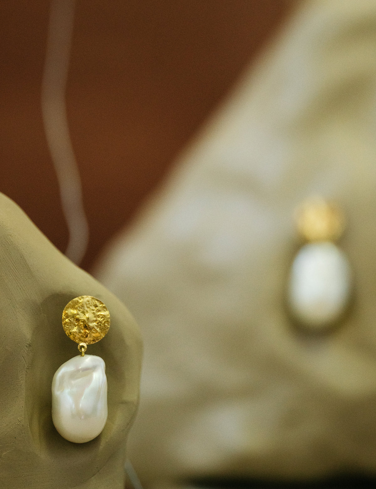 Cookbook image of 18k gold Pearl Sun Disc Earrings by Isabella Roux